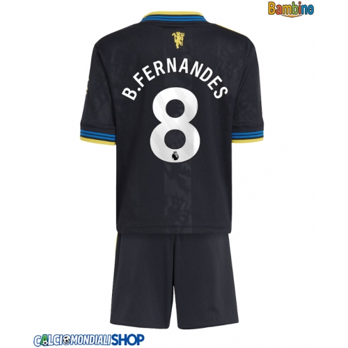 Maglie da calcio Manchester United Bruno Fernandes #8 Terza Maglia Bambino 2025-26 Manica Corta + Pantaloni corti)